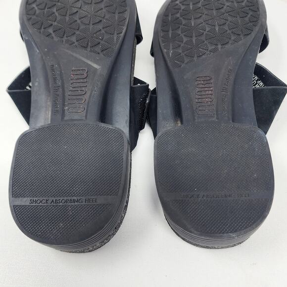 Munro Jody Slide Sandals Women 10.5M Black Nubuck Leather Silver Accent m490686 - Picture 12 of 13